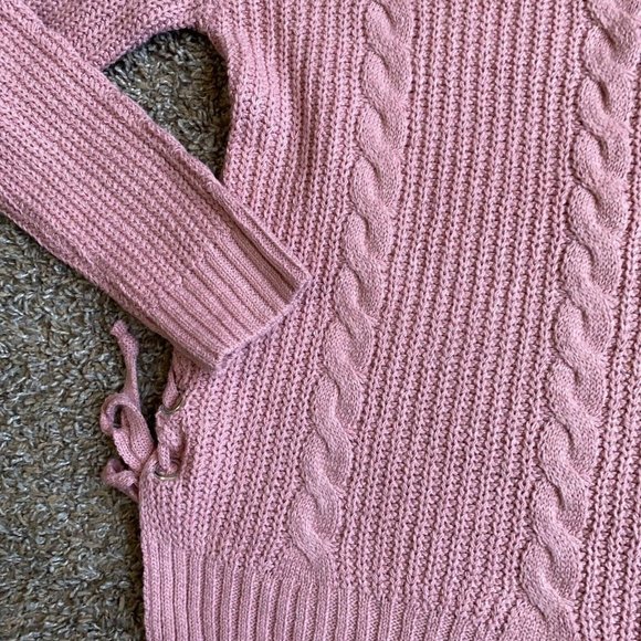 Style Me Petites Sweater Womens Medium Pink Pullover Long Sleeve Grommet Ladies - Picture 4 of 12